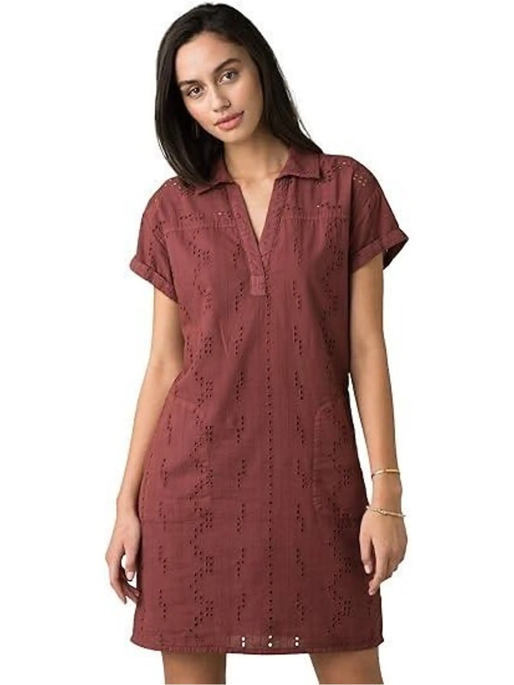 Prana Eyelet Ladyland Collared Shirt Mini Dress
